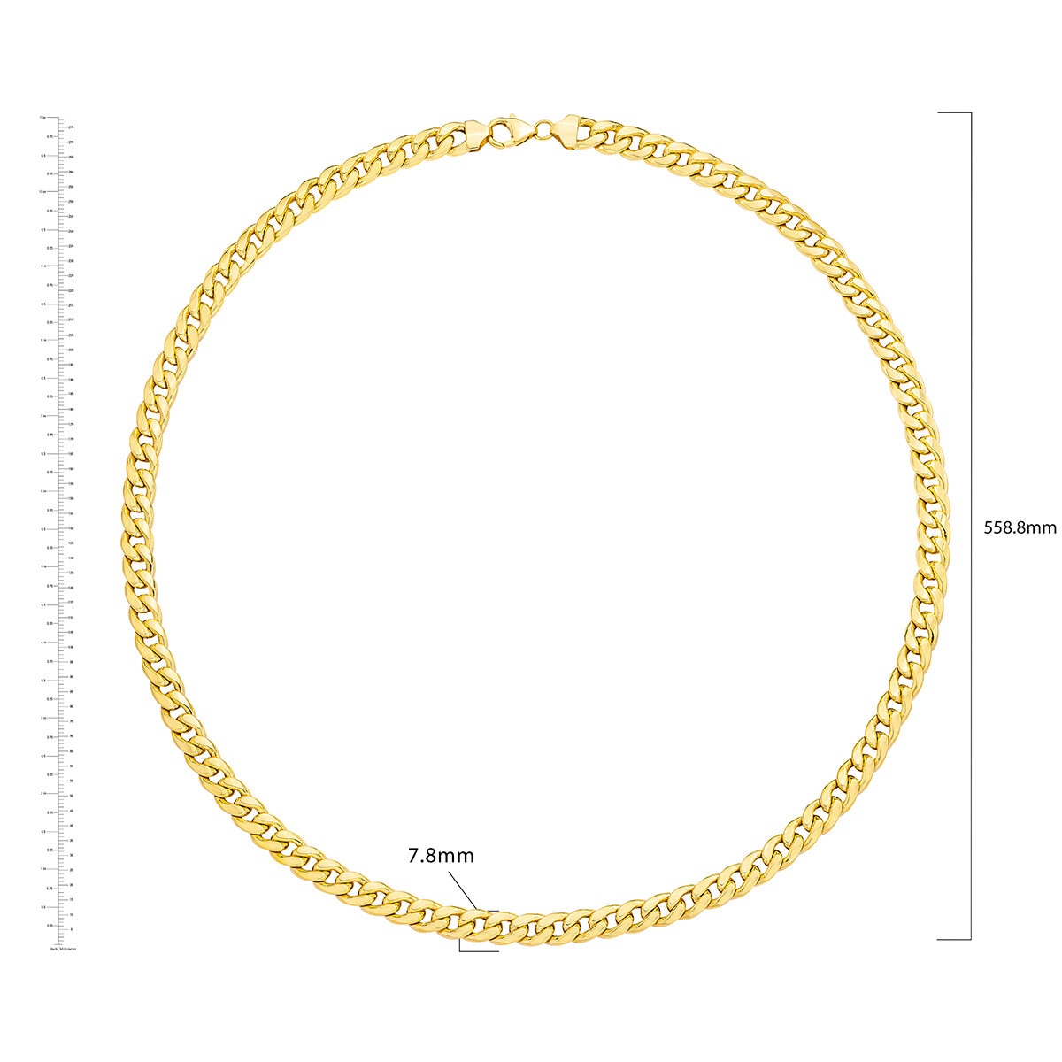 Cadena para Caballero, 55.88cm, Oro Amarillo de 14K