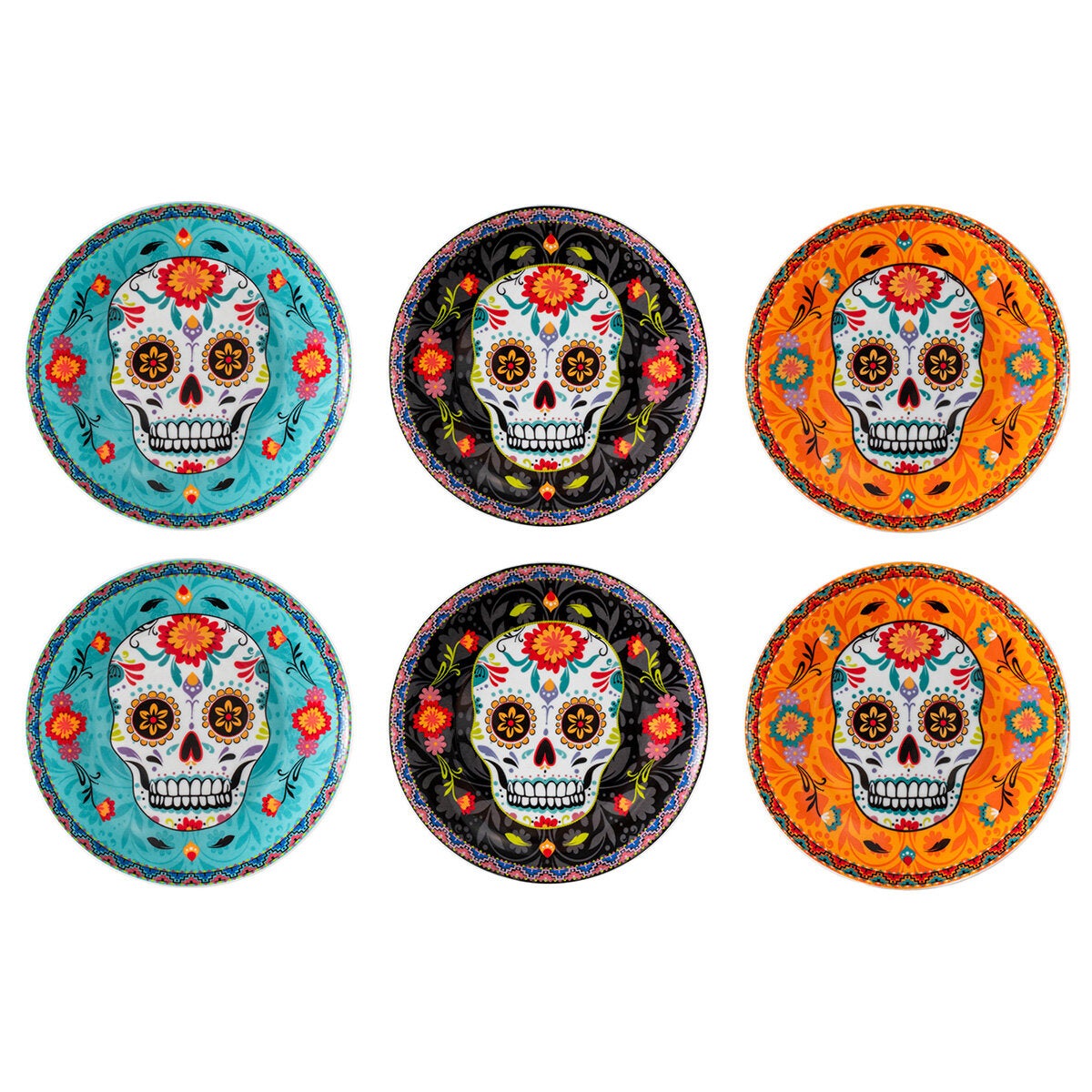Sango, Juego de Platos de Cerámica de Día de Muertos, 6 piezas