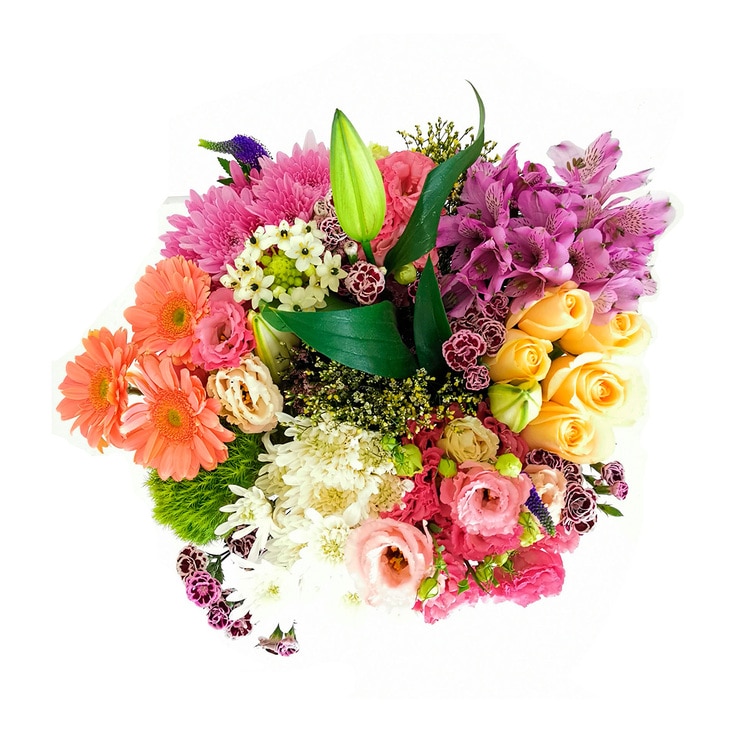 Chiltepec, Bouquet Mixto en Tonos Pasteles en Florero de Vidrio