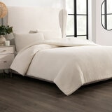 Cococozy, Juego de Edredón, Modelo Boucle, Tamaño King, Color Blanco