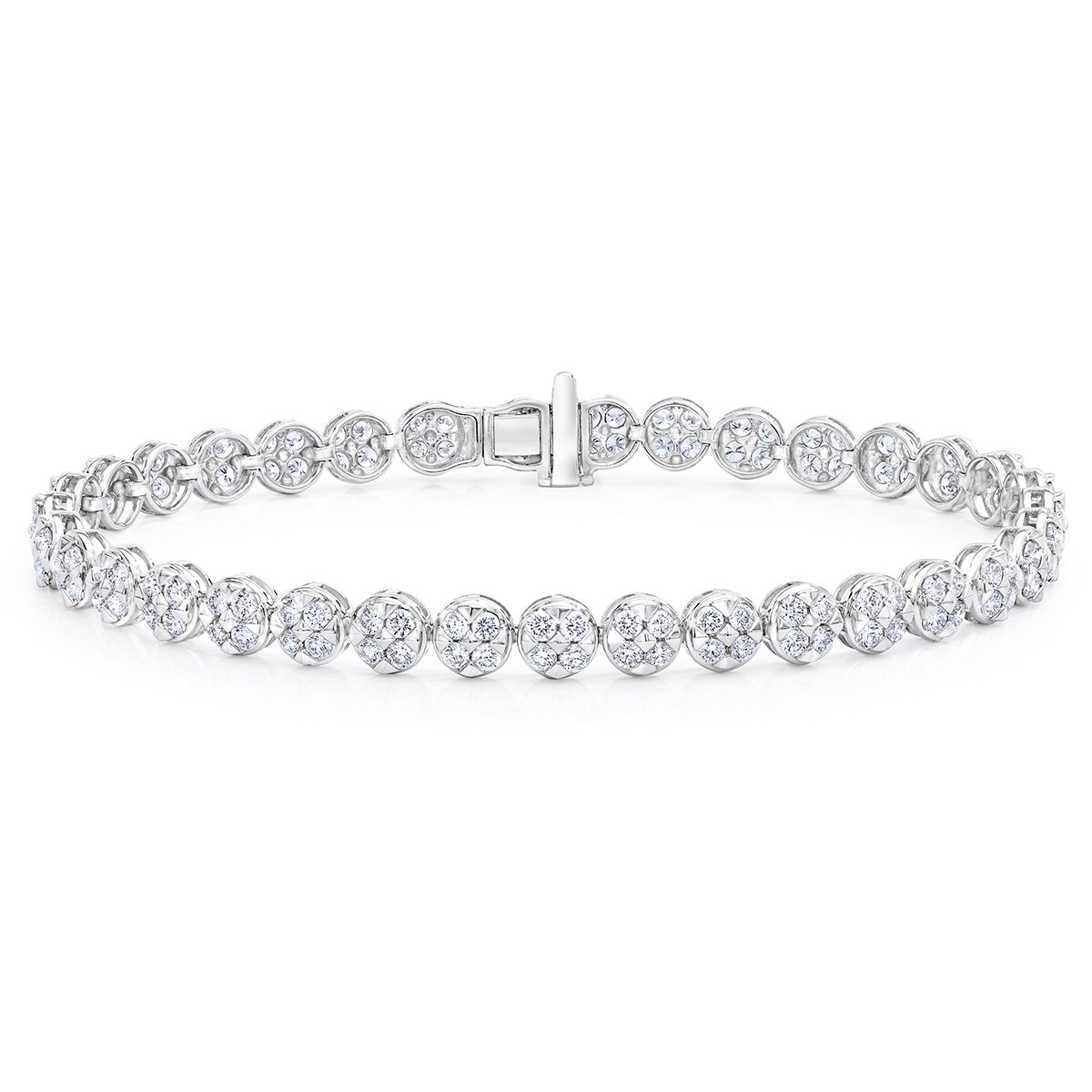 3.00ctw, Pulsera de Diamantes, Corte Redondo Brillante, Oro Blanco 14K