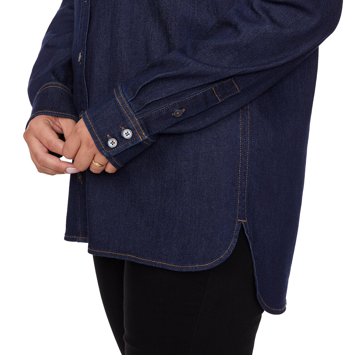 Buffalo David Bitton Camisa de jeans para Dama Azul lavado oscuro Extra Grande