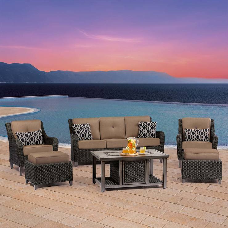 Sala de Patio de Mimbre de Resina Tejida de 6 Piezas Modelo Eldorado