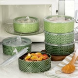 Signature Housewares Incorporated 6 Recipientes para Microondas con Tapas, Varios Colores