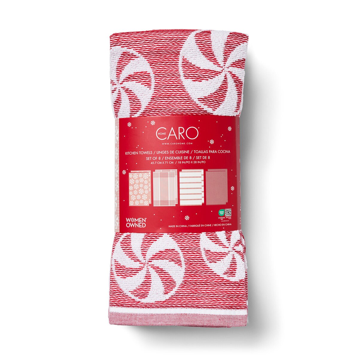 Caro Home, Toallas de Cocina, 8 Piezas, Rojo y Blanco Caro Home, Toallas de Cocina, 8 Piezas, Rojo y Blanco