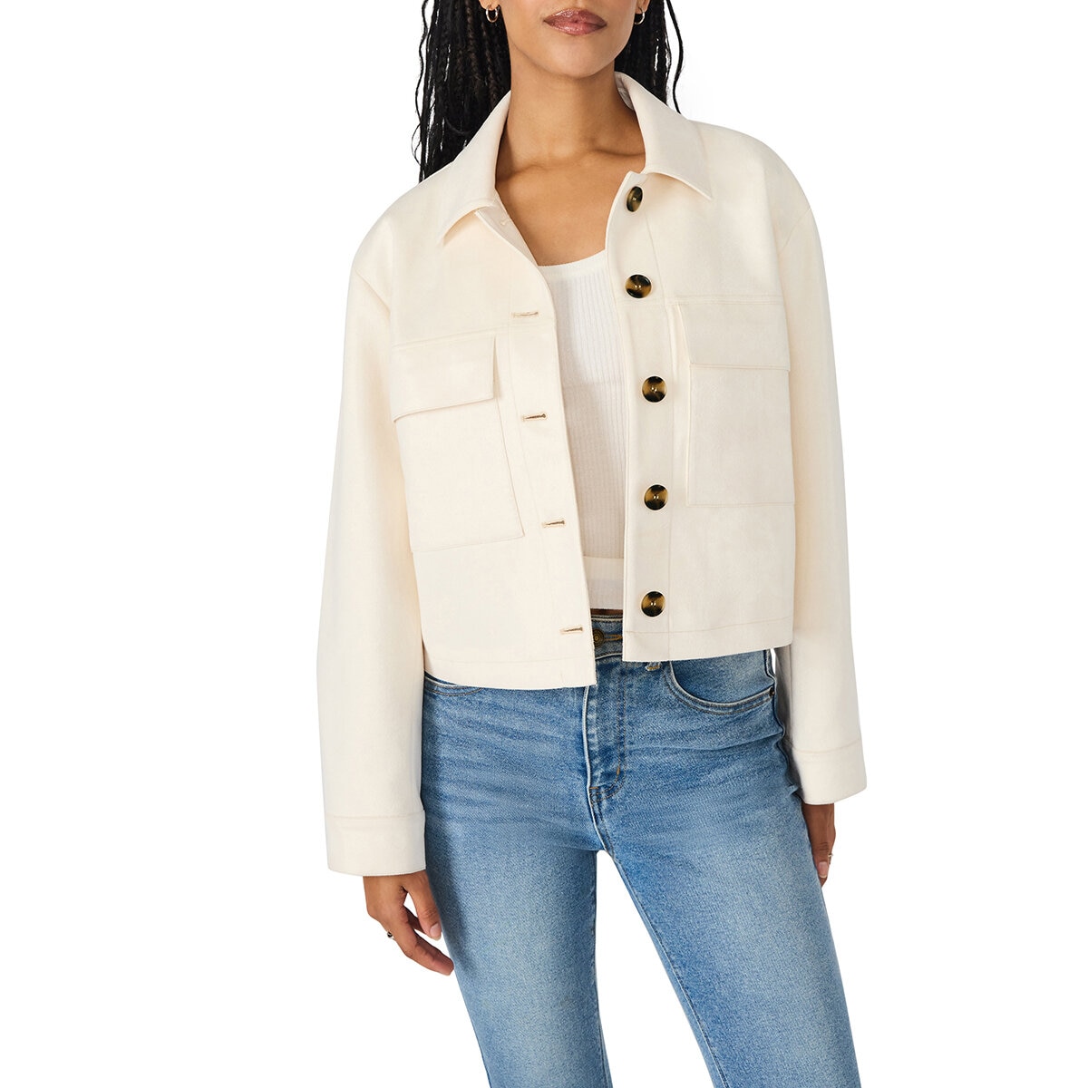 Steve Madden Chamarra tipo gamuza para Dama Beige Chica