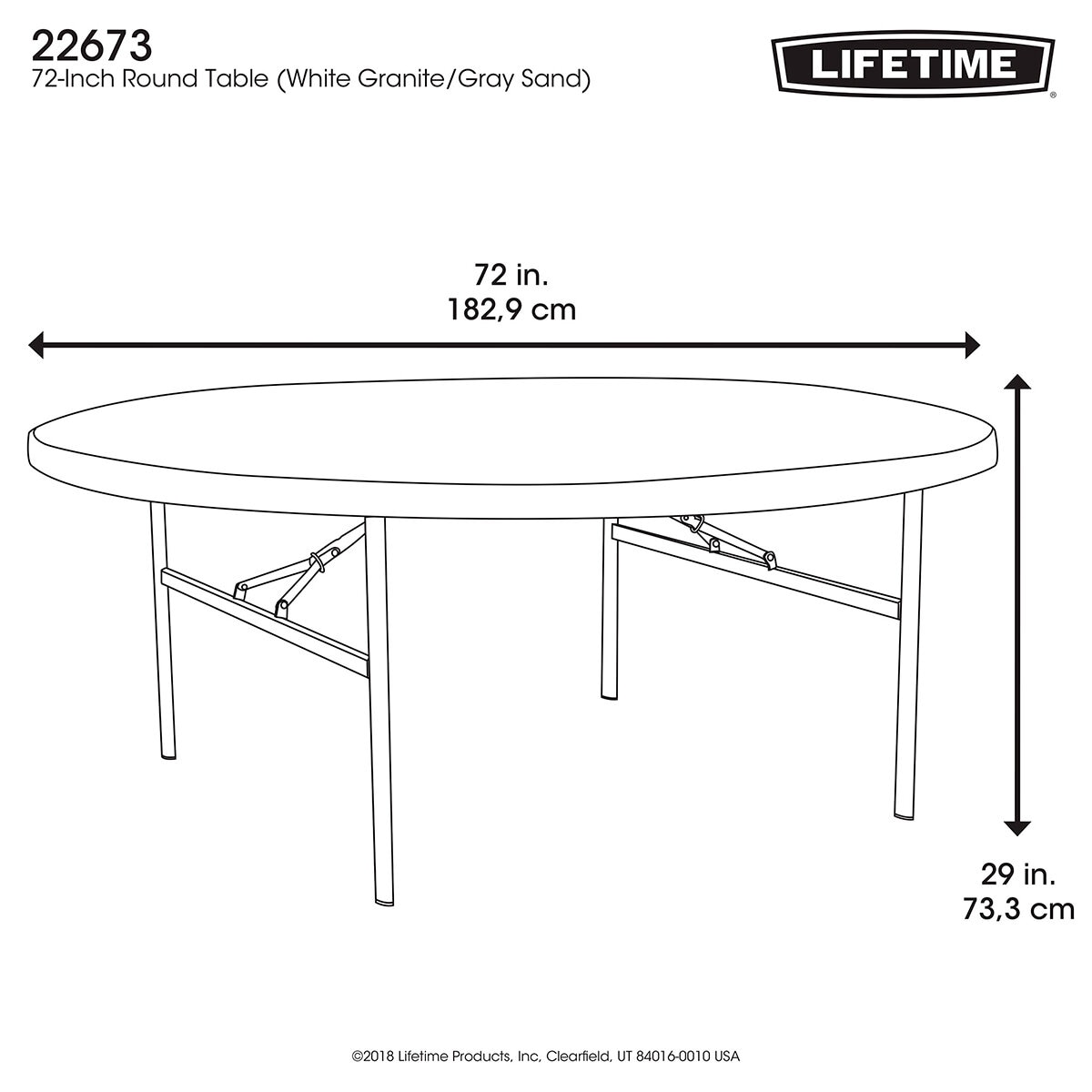 Lifetime Mesas Plegables Redondas 1.82m Color Blanco 12 Piezas con Carro Transportador
