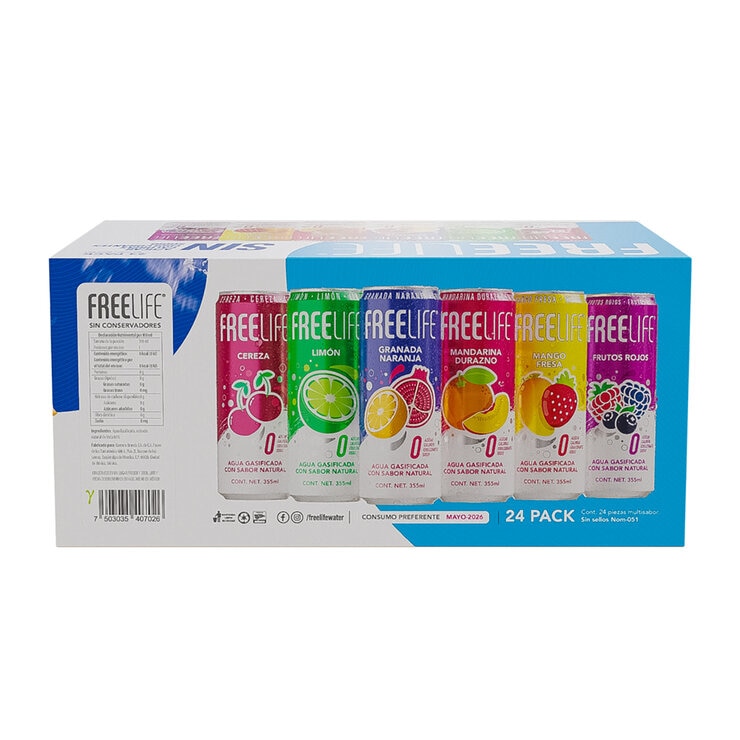 Free Life Bebida Gasificada con Extracto Natural 24 pzas de 355 ml