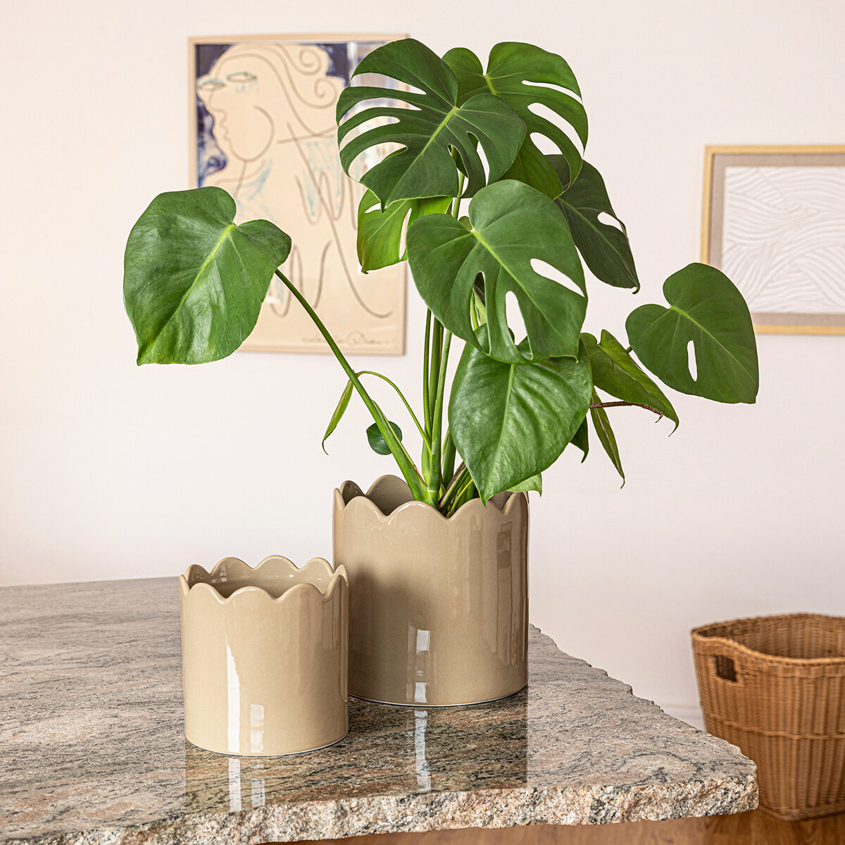 Over & Back, Inspiration Set de 2 Macetas Beige