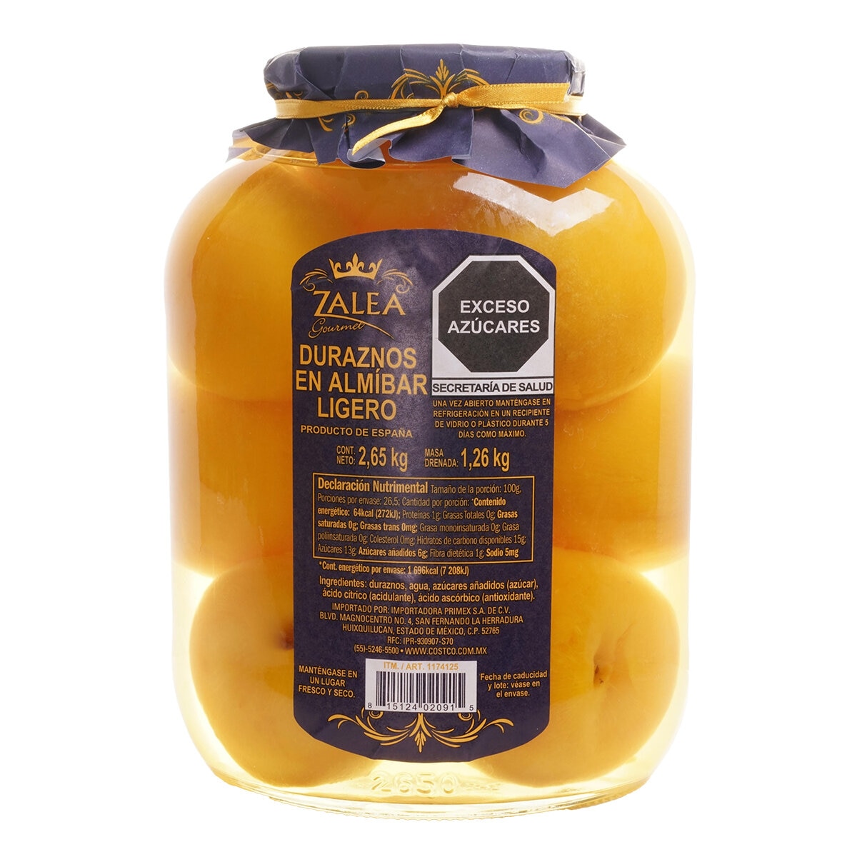 Zalea Duraznos en Almíbar Ligero 2.65 Kg Zalea Duraznos en Almíbar Ligero 2.65 Kg