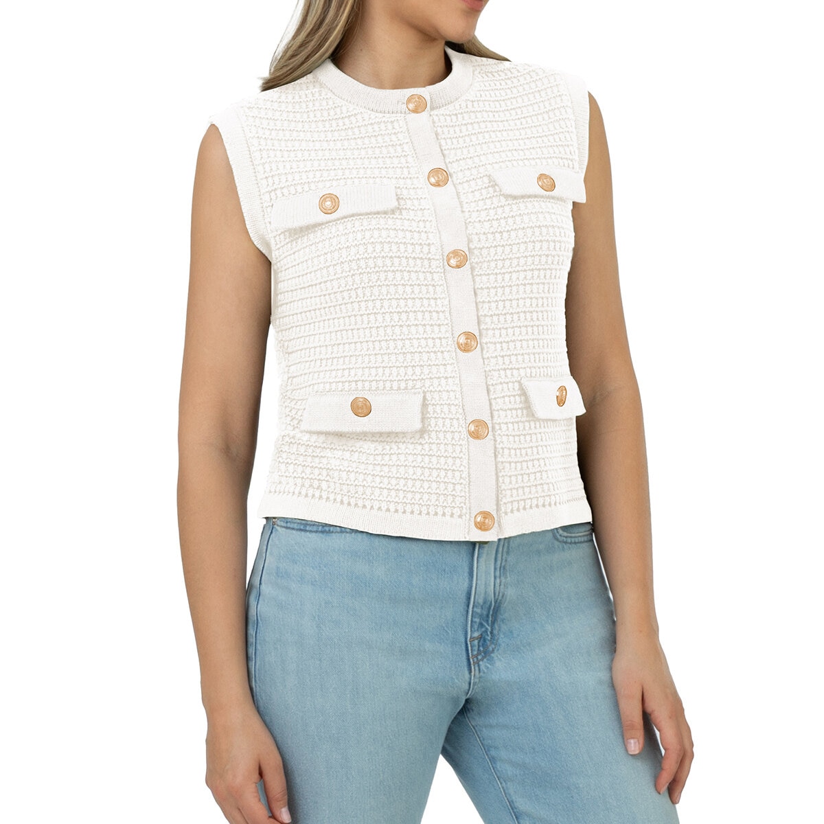 BLANKNYC Chaleco punto para Dama Crema Chica