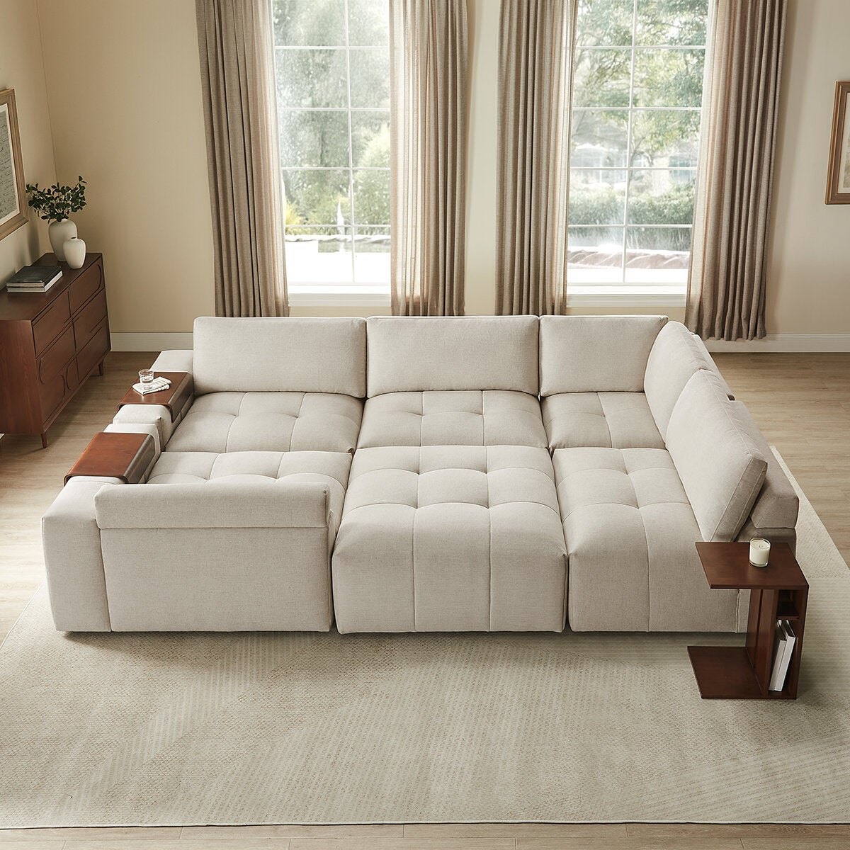 Aiden & Ivy, Paige, Seccional Modular de 6 Piezas con Otomano