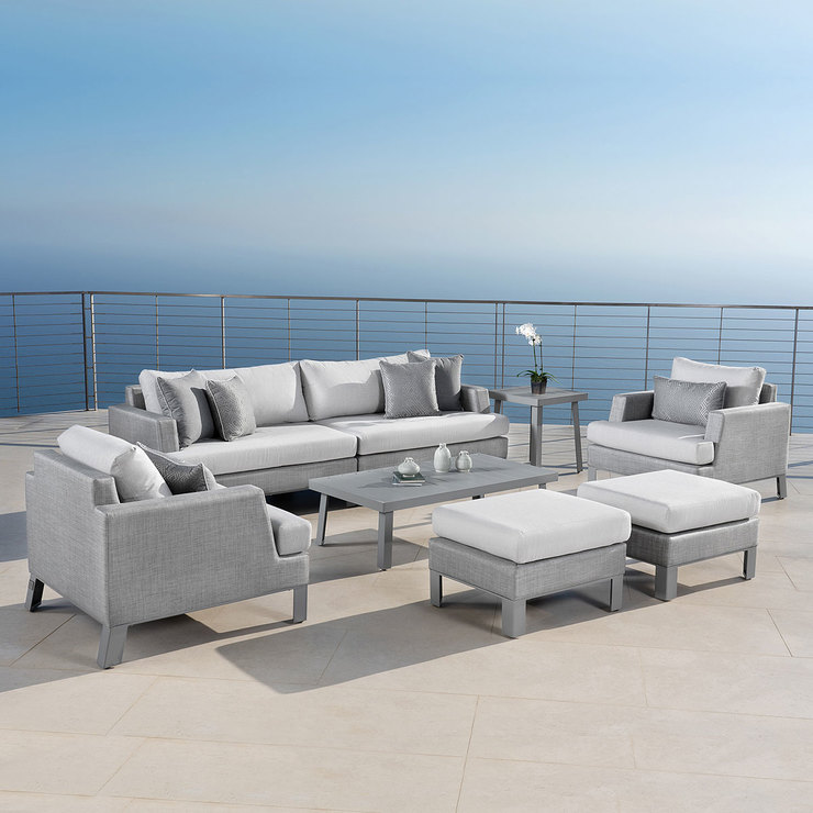 Portofino Sala para Jardín Modern Sling de 8 piezas, Color Gris