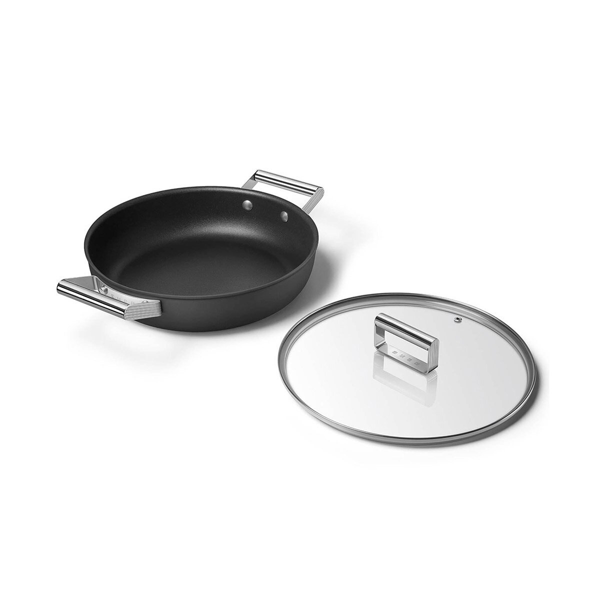 Smeg Cacerola de 28cm con Tapa de Cristal negro