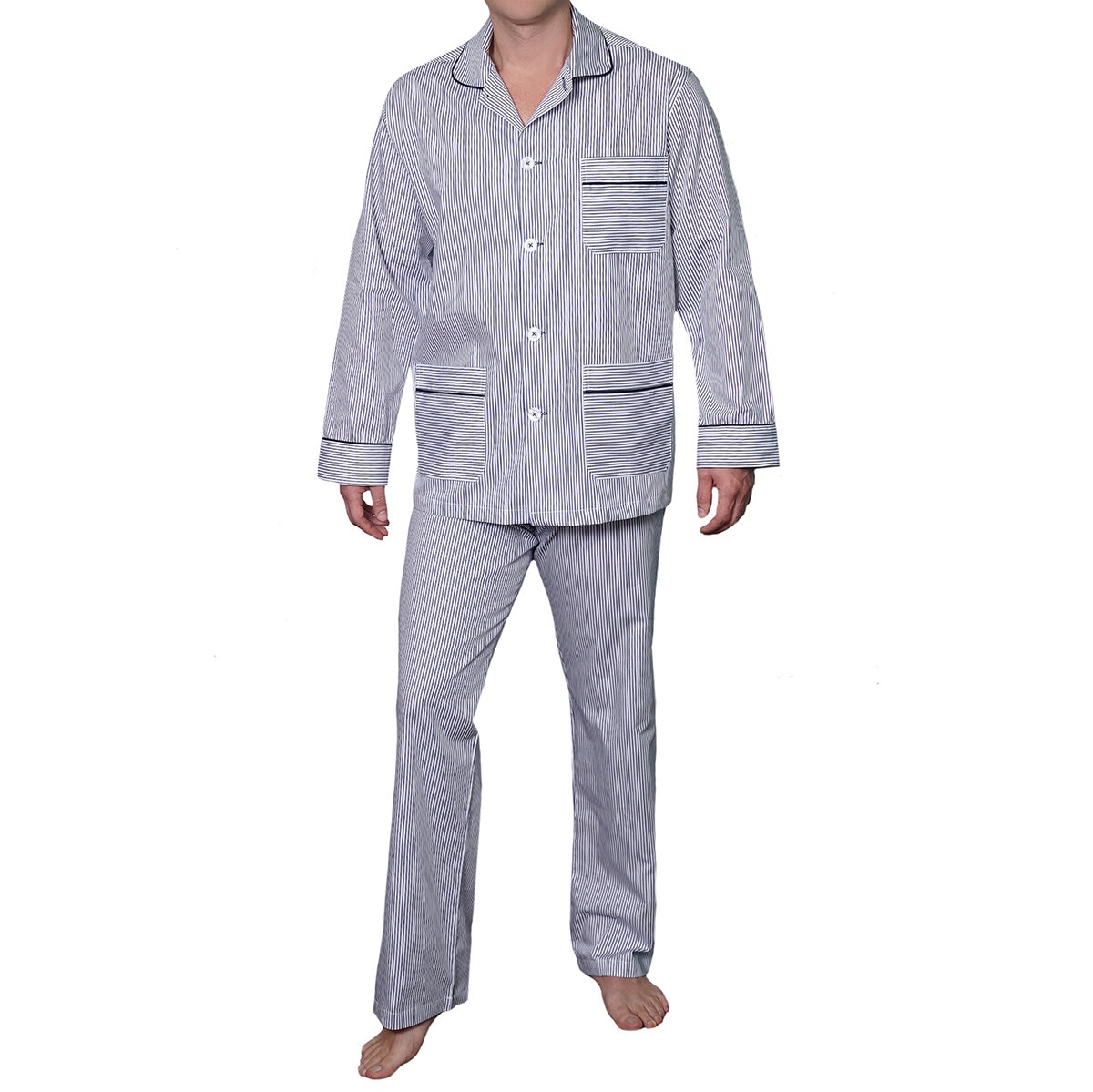 Emporio Colombo  Pijama para Caballero, 2 piezas, Rayas Marino,Vari  EG