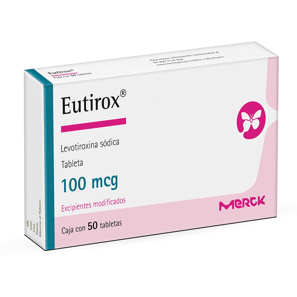 Eutirox 100 mcg.  50 Tabletas