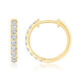 0.50ctw, Arracadas de Diamantes, Corte Redondo, Oro Amarillo de 14K