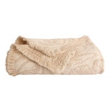 Life Comfort, Frazada Reversible de Algodón, Hojas Beige