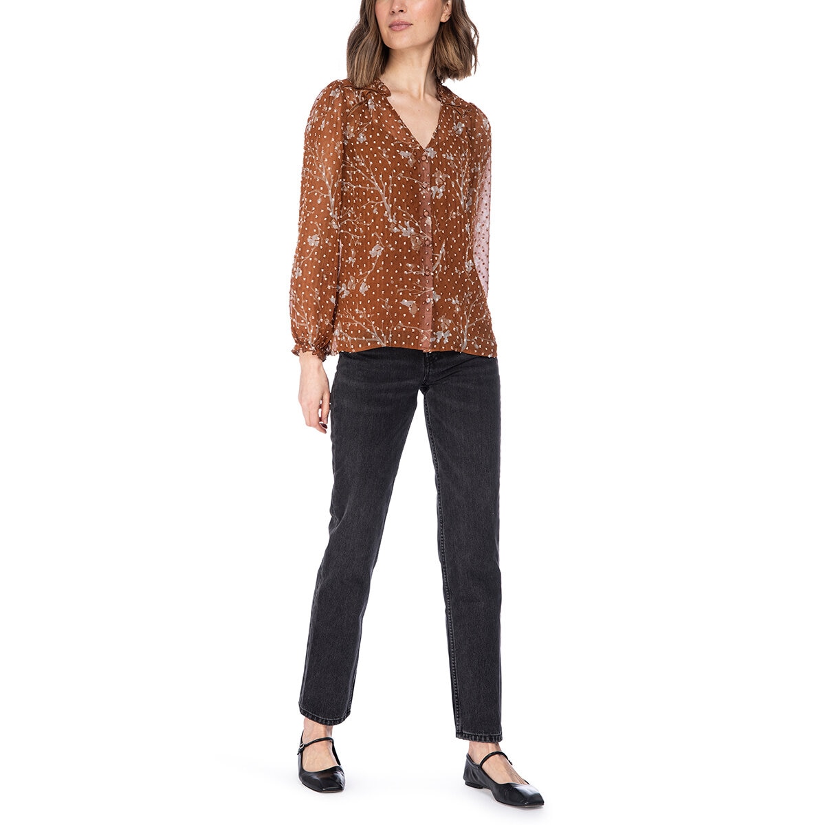 Bobeau Blusa para Dama Naranja Extra Grande