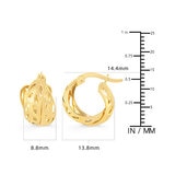 Aretes, Doble Fila con Diseno Calado, Oro Amarllo 14K Aretes, Doble Fila con Diseno Calado, Oro Amarllo 14K