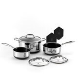 Hexclad, Set de Ollas Hybrid con Tapas y Salvamanteles, 6 Piezas Hexclad, Set de Ollas Hybrid con Tapas y Salvamanteles, 6 Piezas