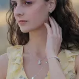 Mayfer, Juego de Aretes, Collar y Pulsera, Colección Santorini, con Cristal Austríaco