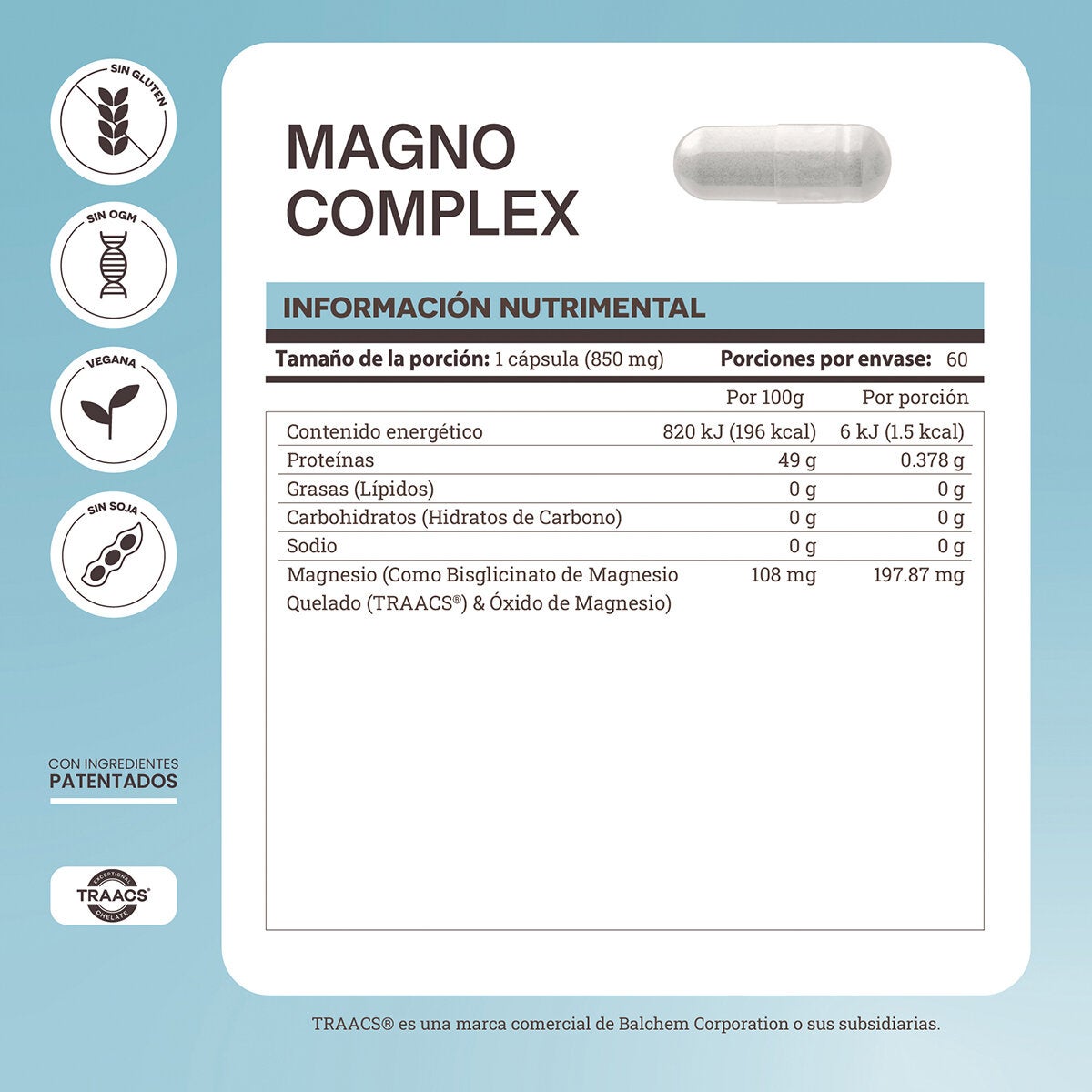Matter Magno Complex Bisglicinato de Magnesio Quelado (TRAACS) 2 Frascos de 60 Cápsulas c/u Matter Magno Complex Bisglicinato de Magnesio Quelado (TRAACS) 2 Frascos de 60 Cápsulas c/u