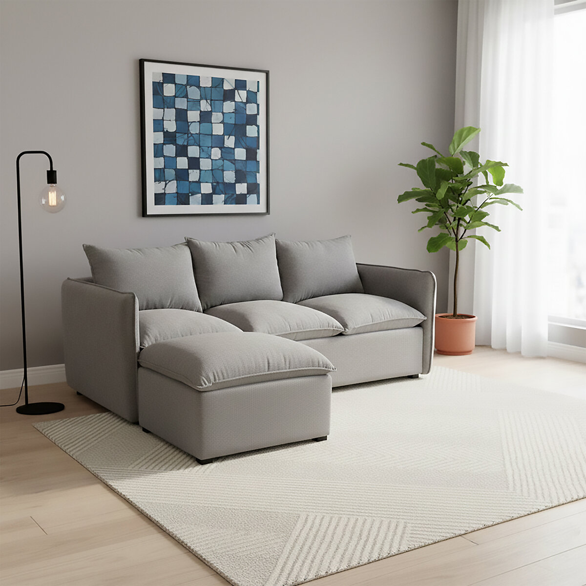 Montbrook Home, Grecia, Sofá Convertible con Otomano