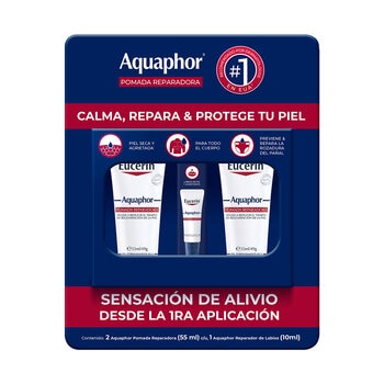 Eucerin Aquaphor Crema reparadora 2 de 55 ml y bálsamo labial 10 ml