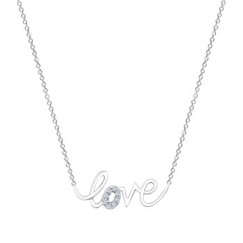 Dije de 'Love' de Diamantes, 0.05ctw, Oro Blanco 14K