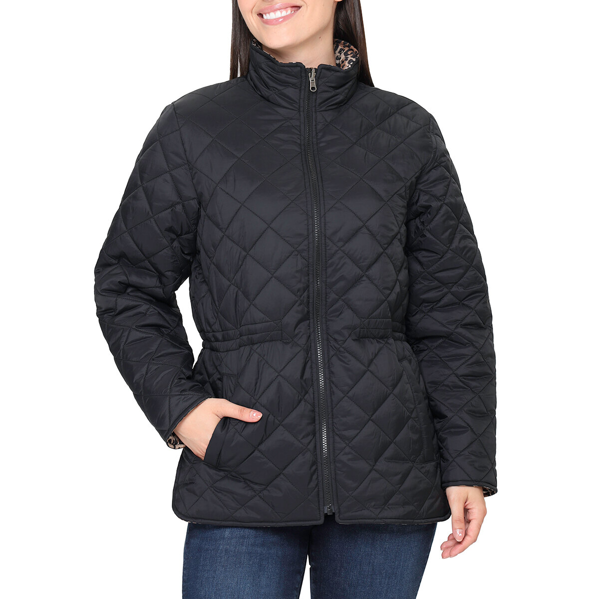 Nicole Miller Original Chamarra reversible para Dama Negro Grande Nicole Miller Original Chamarra reversible para Dama Negro Grande