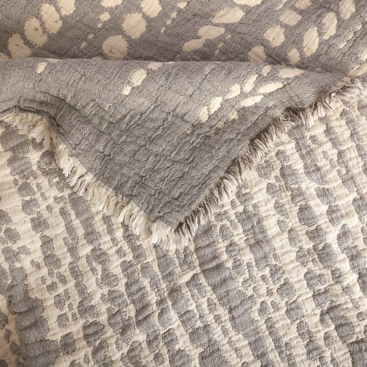 Life Comfort, Frazada Reversible de Algodón, Hojas Azul/ Blanco