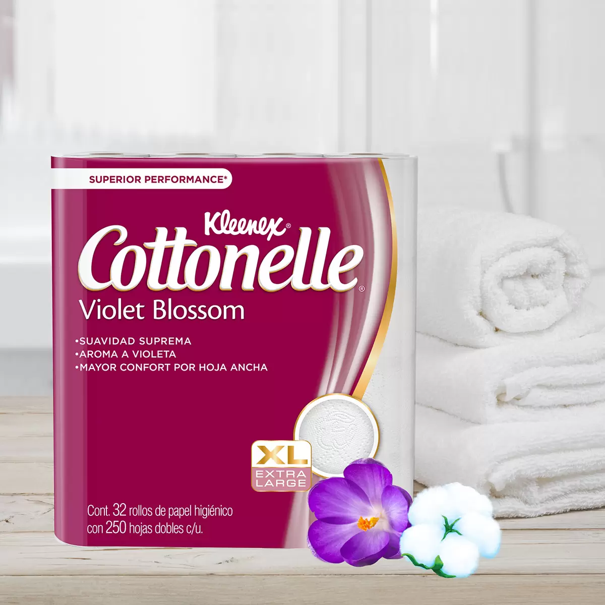 Kleenex Cottonelle Violet Blossom Papel Higiénico 32 pzas