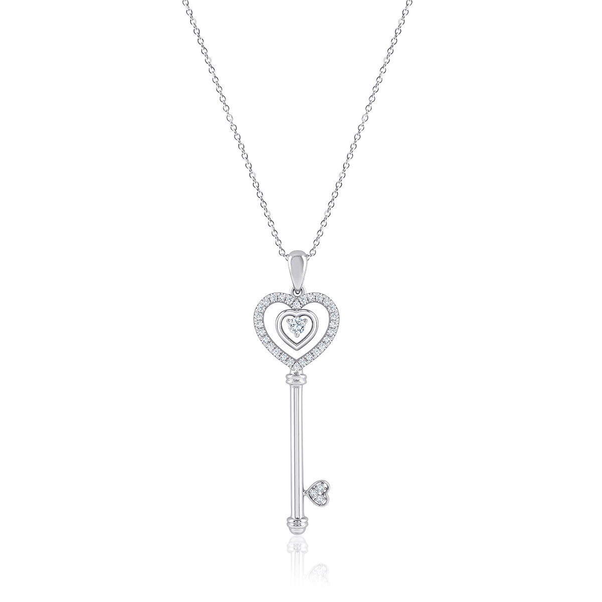 Dije de Diamantes 0.30ctw, Llave de Corazon, Oro Blanco 14K Dije de Diamantes 0.30ctw, Llave de Corazon, Oro Blanco 14K