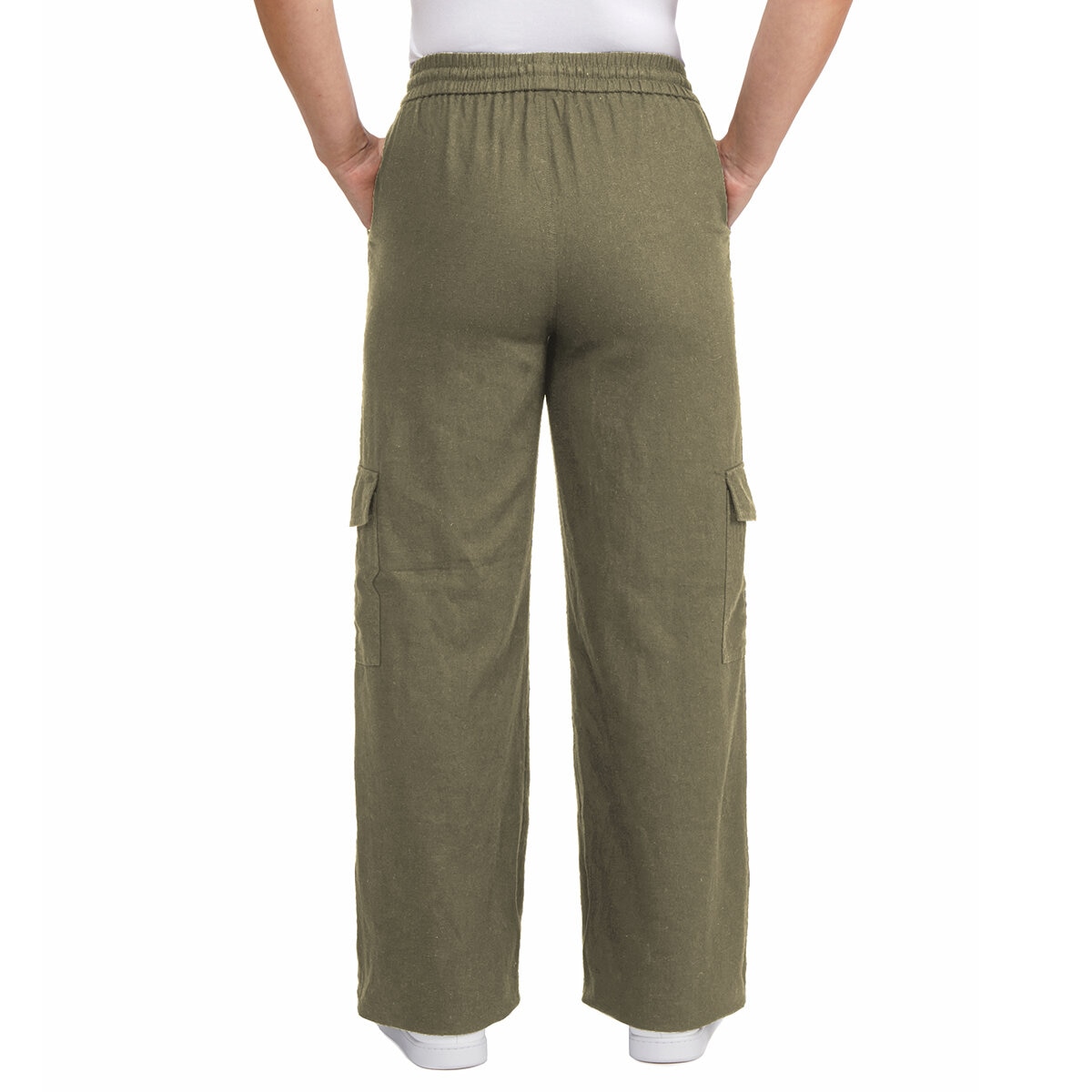 Chalc Industry Pantalones de Lino para Dama verde extra grande