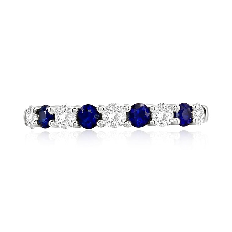 Anillo de Zafiro Azul y Diamantes 0.40ctw, Roro Blanco de 14k Anillo de Zafiro Azul y Diamantes 0.40ctw, Roro Blanco de 14k