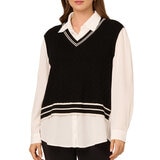 Adrianna Papell Chaleco con blusa simulada para Dama Negro Grande