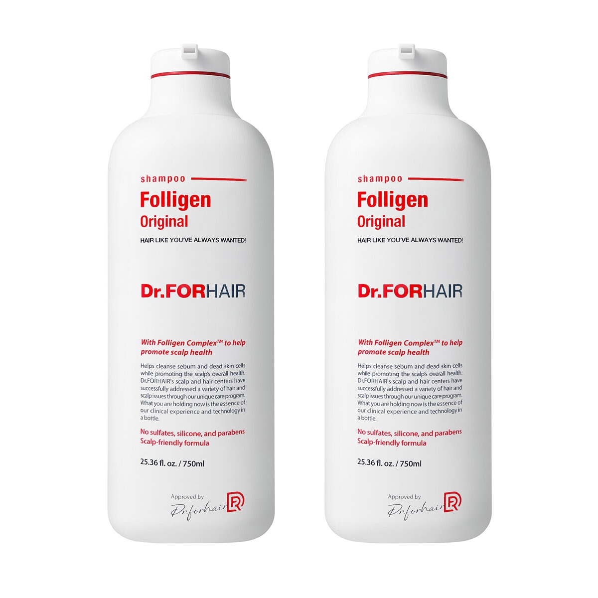 Dr.FORHAIR Shampoo Anticaída 2 pzas de 750 ml