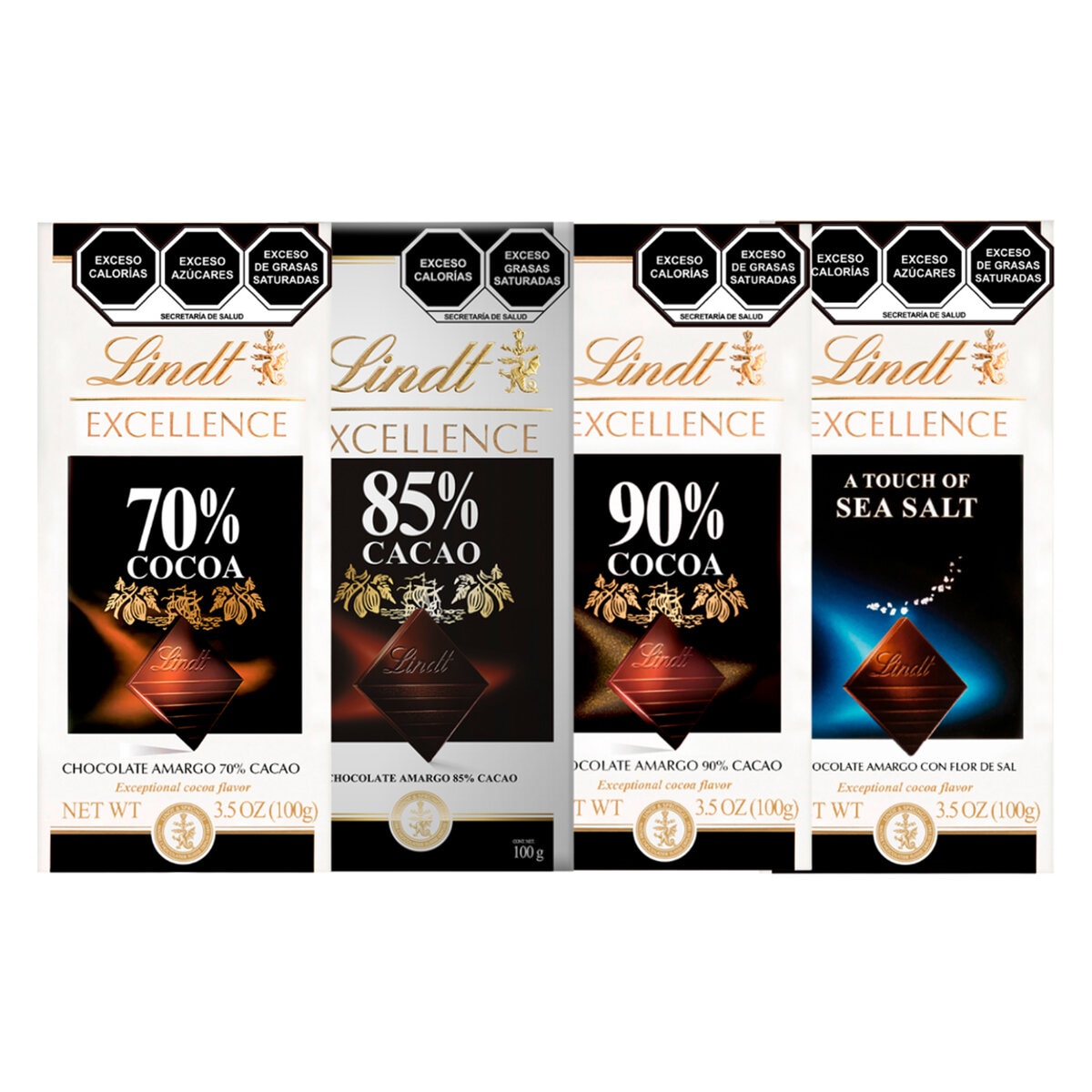 Lindt Excellence Barras de Chocolate Amargo Suizo 4 pzas de 100 g