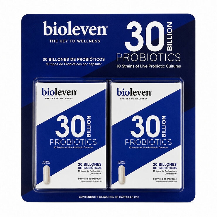 Bioleven Probióticos 30 Billones 2 Cajas de 30 Cápsulas c/u Bioleven Probióticos 30 Billones 2 Cajas de 30 Cápsulas c/u