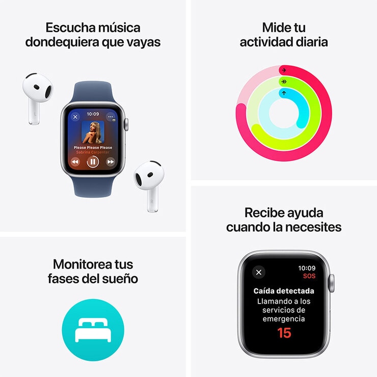 Apple Watch SE 2 (GPS) 40mm Aluminio Blanco Estelar + Correa Deportiva Belcro Verde - Unitalla