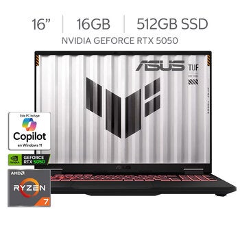 ASUS TUF A16 Laptop Gaming 16" Full HD NVIDIA GeForce RTX 5050 AMD Ryzen 7 16GB 512GB SSD