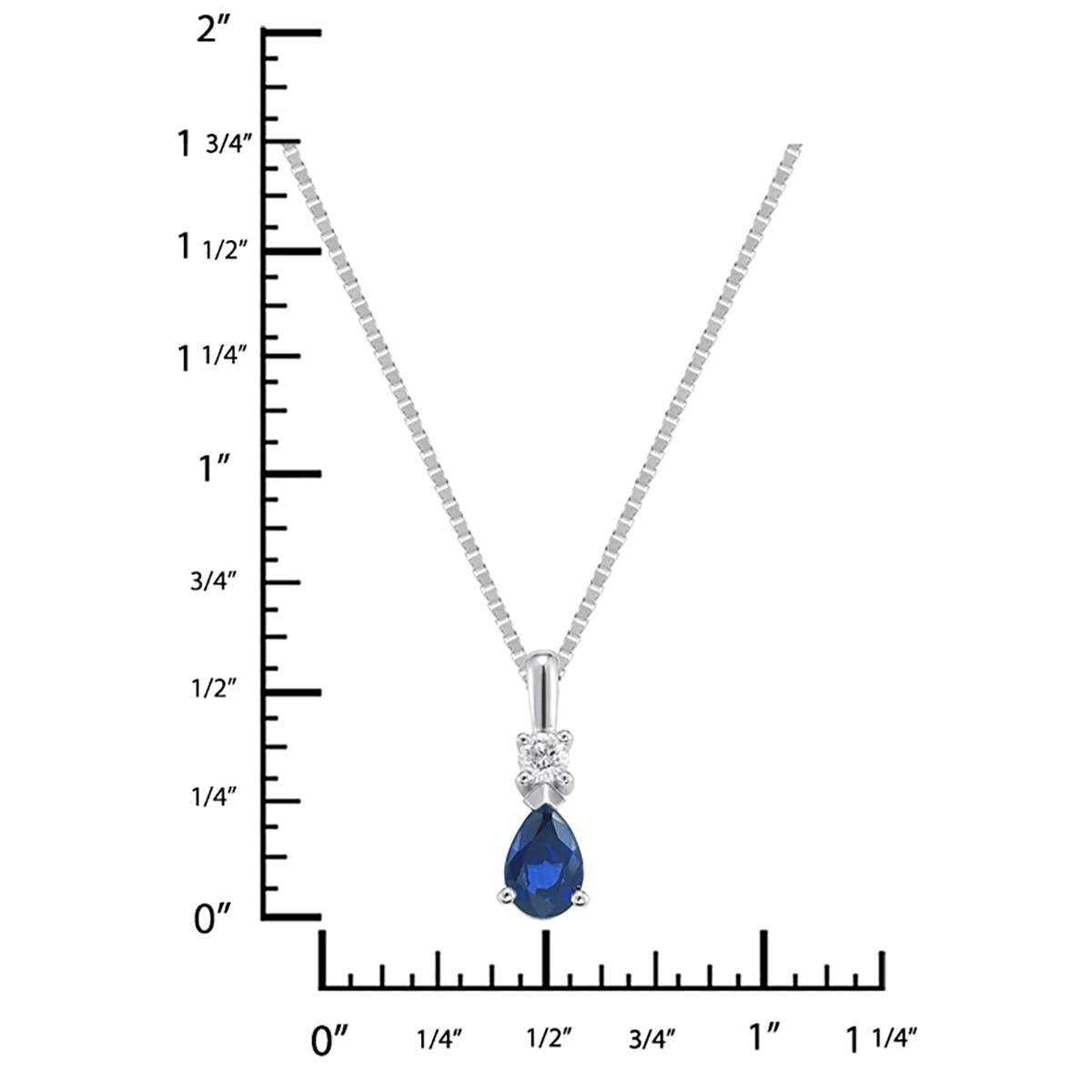 Dije de Zafiro Azul y Diamante, 0.10ctw, Oro Blanco, 14K