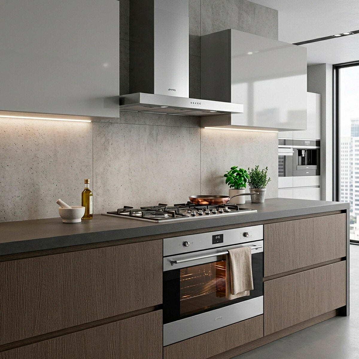 Smeg Combo de Campana de 90cm + Parrilla de Gas de 6 Quemadores + Horno de Gas de 90cm Smeg Combo de Campana de 90cm + Parrilla de Gas de 6 Quemadores + Horno de Gas de 90cm