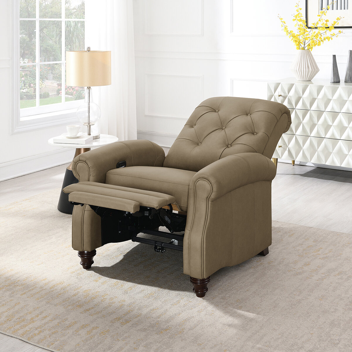 Simon Li Furniture, Sillón Reclinable de Piel con Sistema Eléctrico