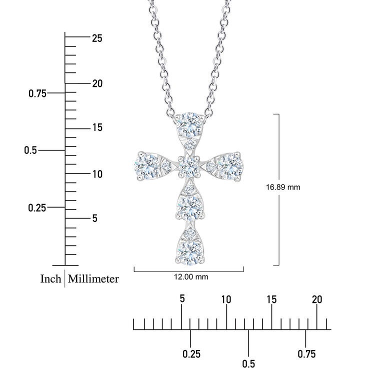 Dije de Cruz de Diamantes, 0,45 ct, Oro Blanco 14K