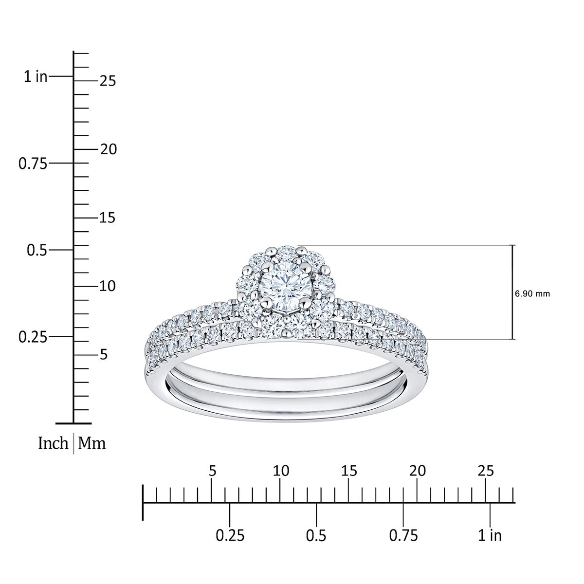 Anillo de Novia, 0.60ctw Diamantes, Oro Blanco 14K