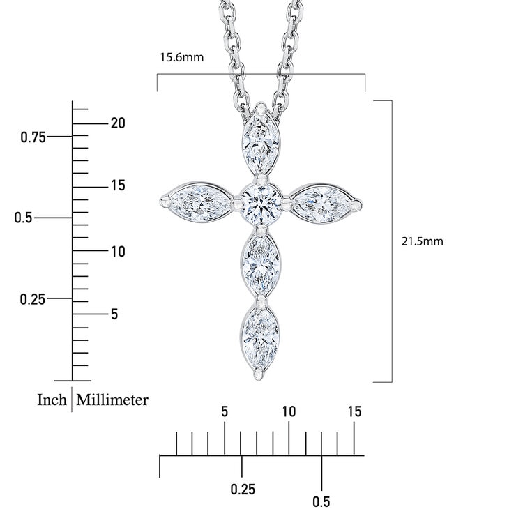 Dije de Cruz de Diamantes, 0.85ctw, Oro Blanco de 14K