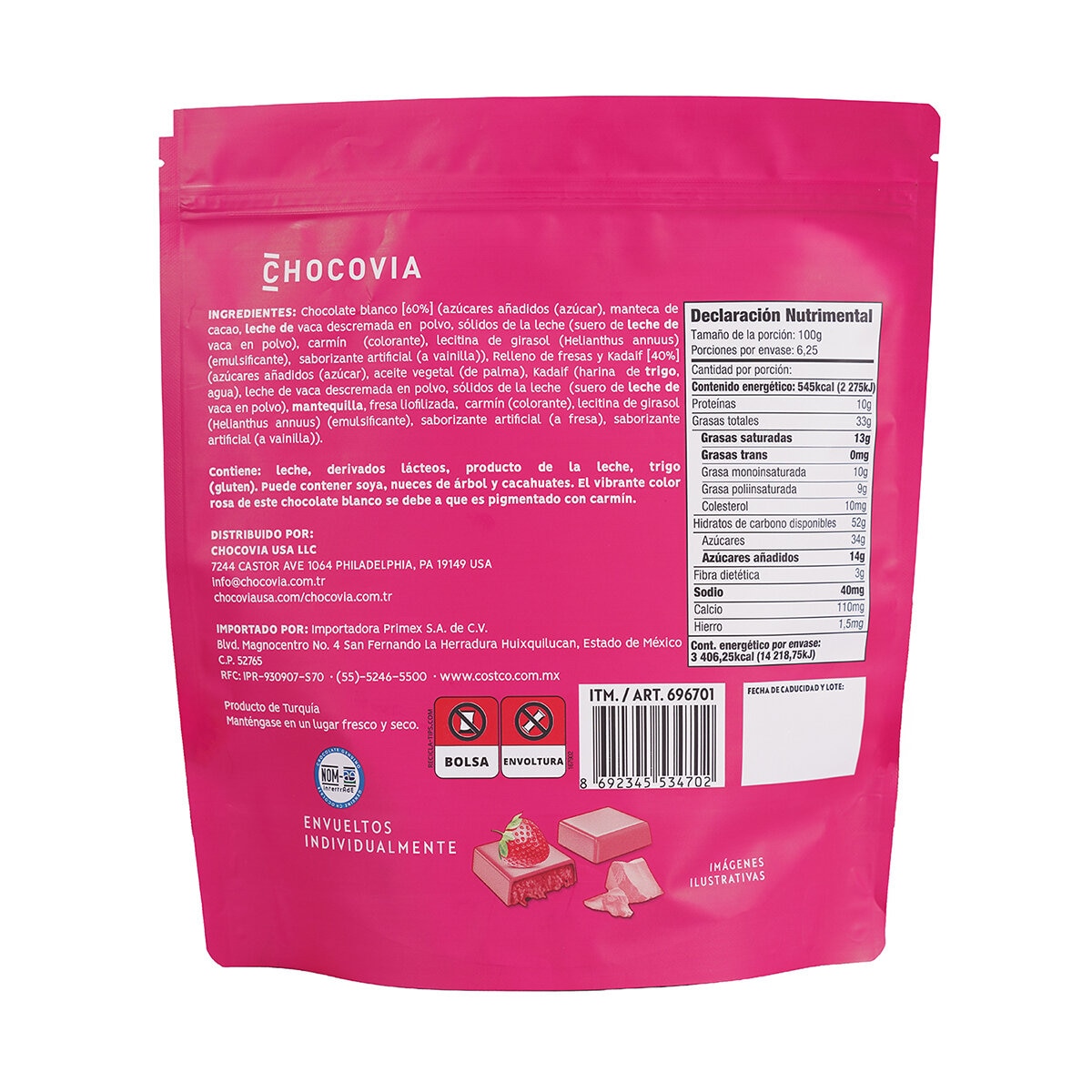 Chocovia Chocolate Blanco Estilo Dubai con Fresa Chocovia Chocolate Blanco Estilo Dubai con Fresa