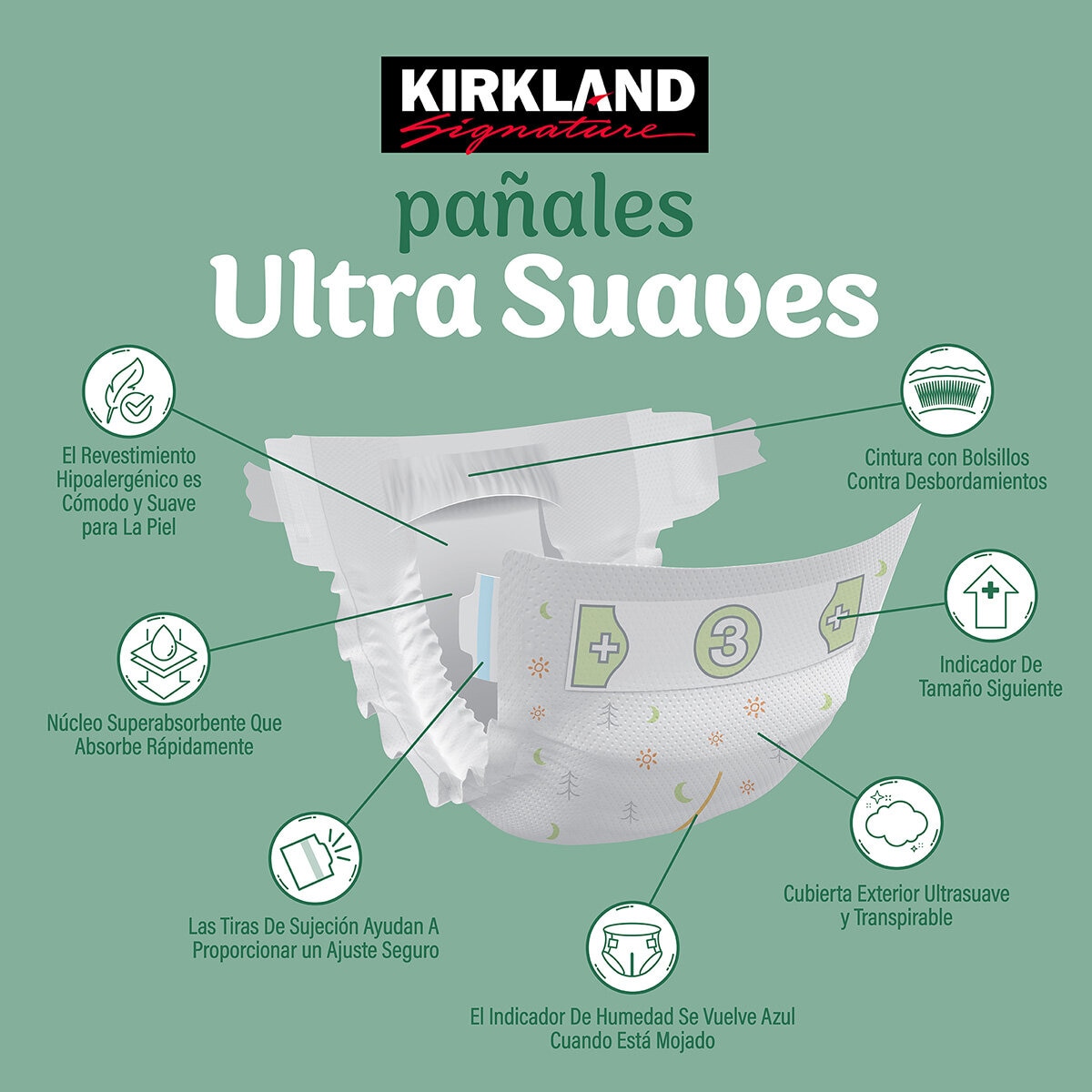 Kirkland Signature Pañales Etapa 3 Unisex 222 pzas Kirkland Signature Pañales Etapa 3 Unisex 222 pzas